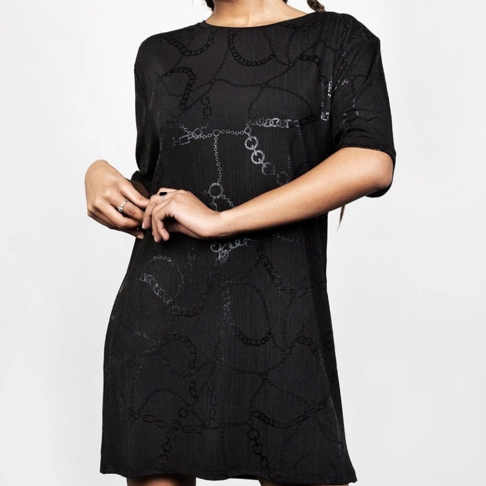 Disturbia "Fortune" Mirage Printed Oversized Tee Dress, Size UK 10 US 6 S/M